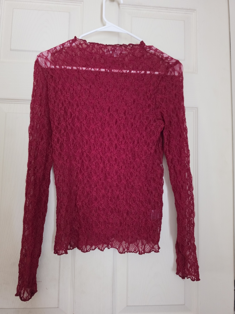 Women’s Lace Long-Sleeve Top - Raspberry Pink